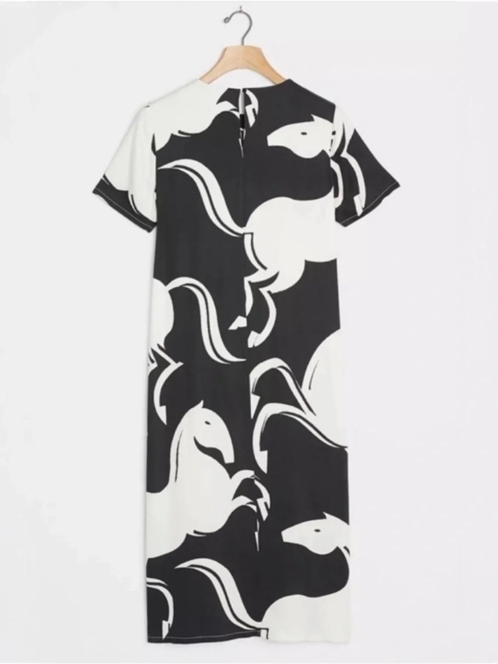 Anthropologie Black Horse Print Midi Dress Size XS NWT - Picture 2 of 4